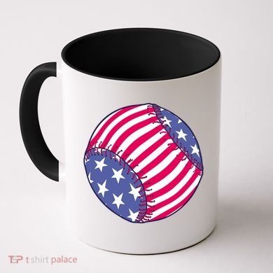 American Flag Baseball Lover Coffee Mug