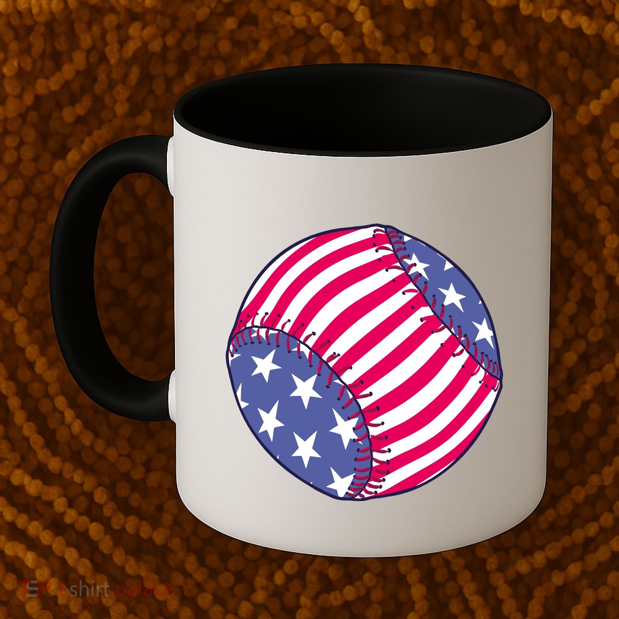 American Flag Baseball Lover Coffee Mug