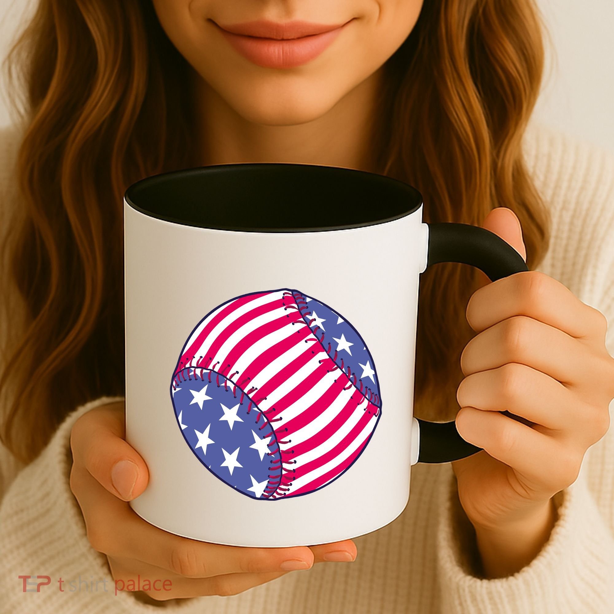 American Flag Baseball Lover Coffee Mug