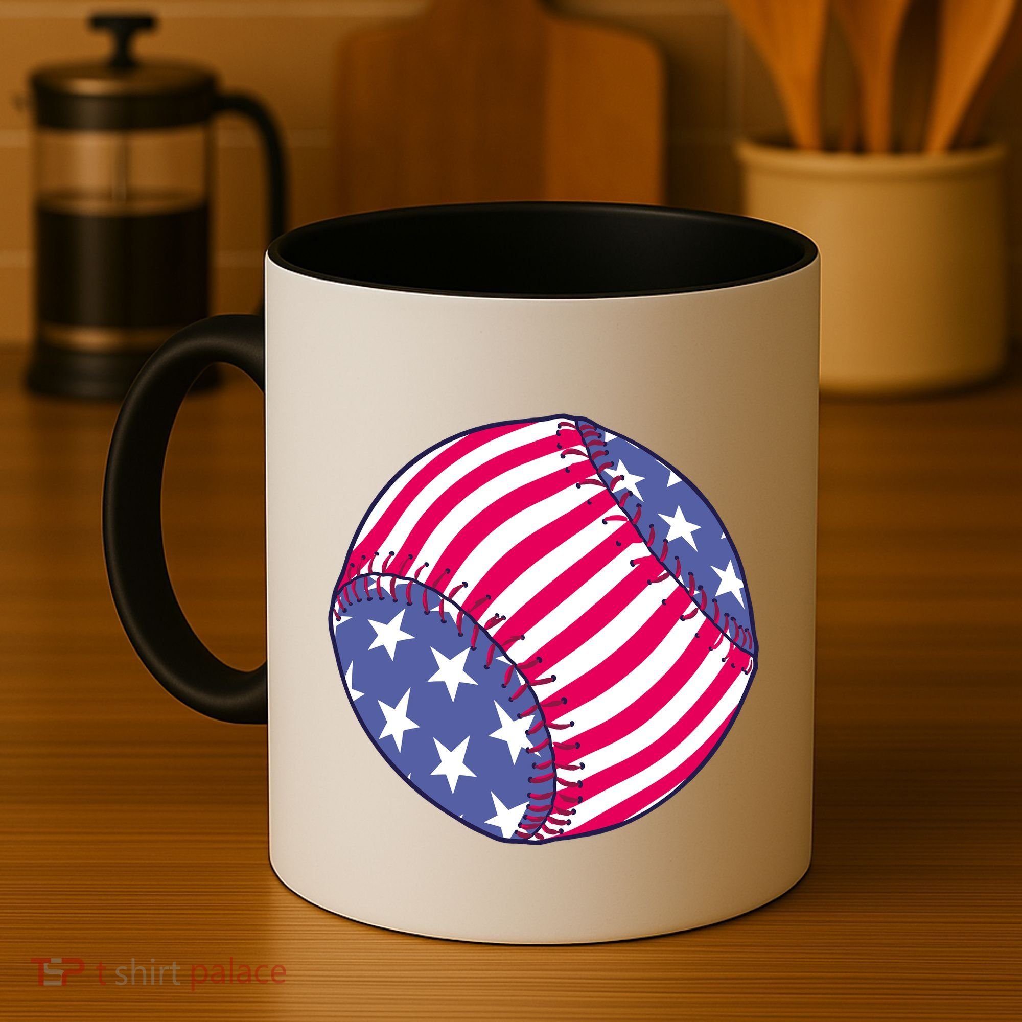 American Flag Baseball Lover Coffee Mug