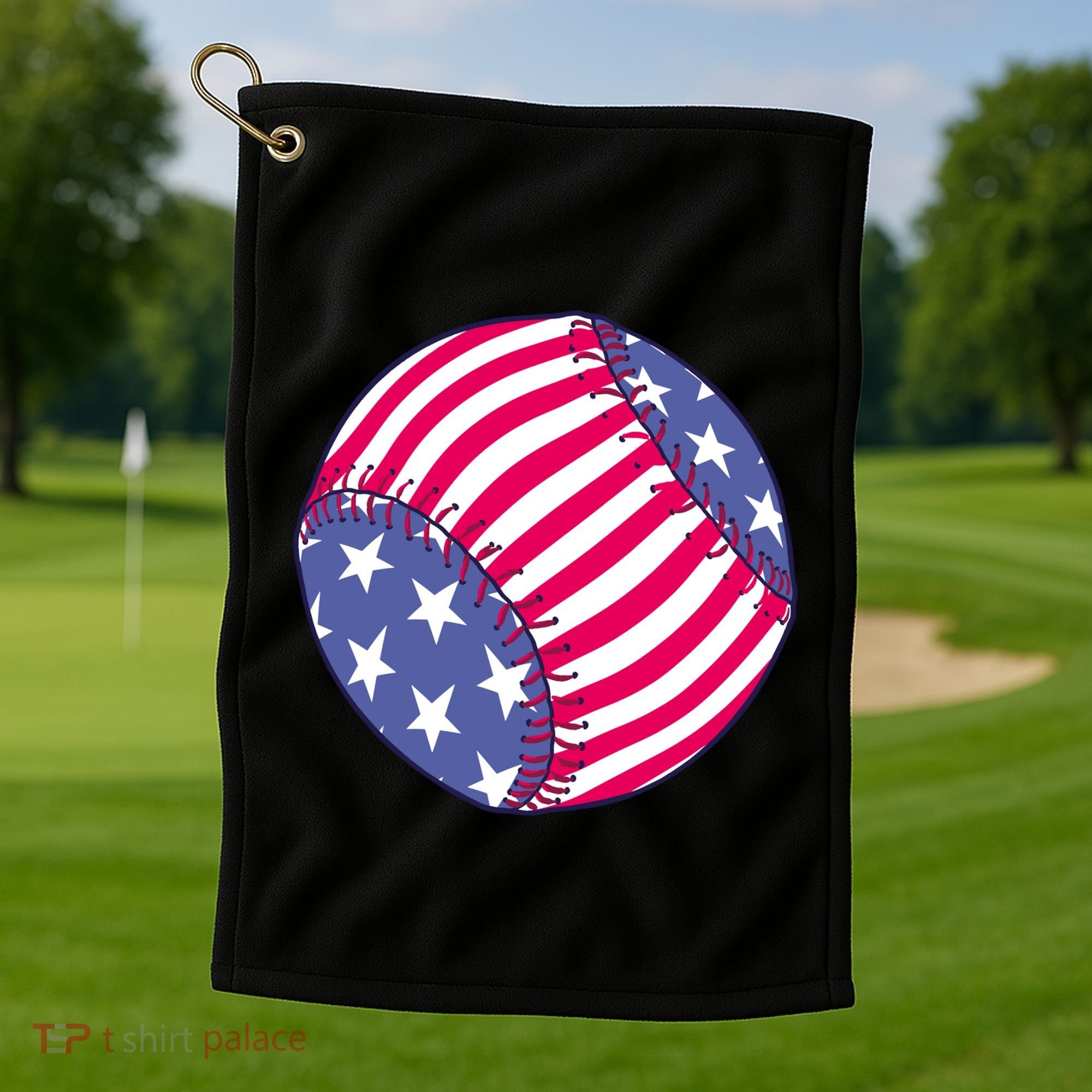 American Flag Baseball Lover Golf Towel