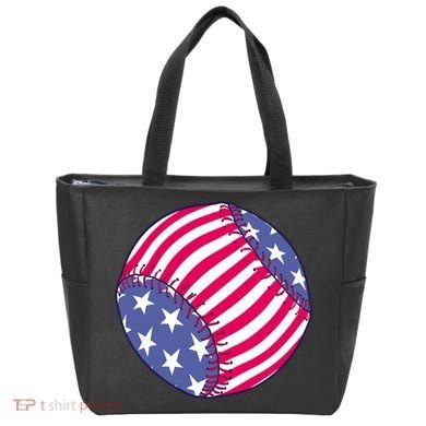 American Flag Baseball Lover Tote Bag