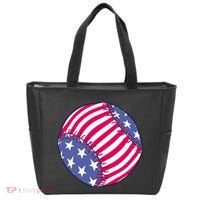 American Flag Baseball Lover Tote Bag thumb 0