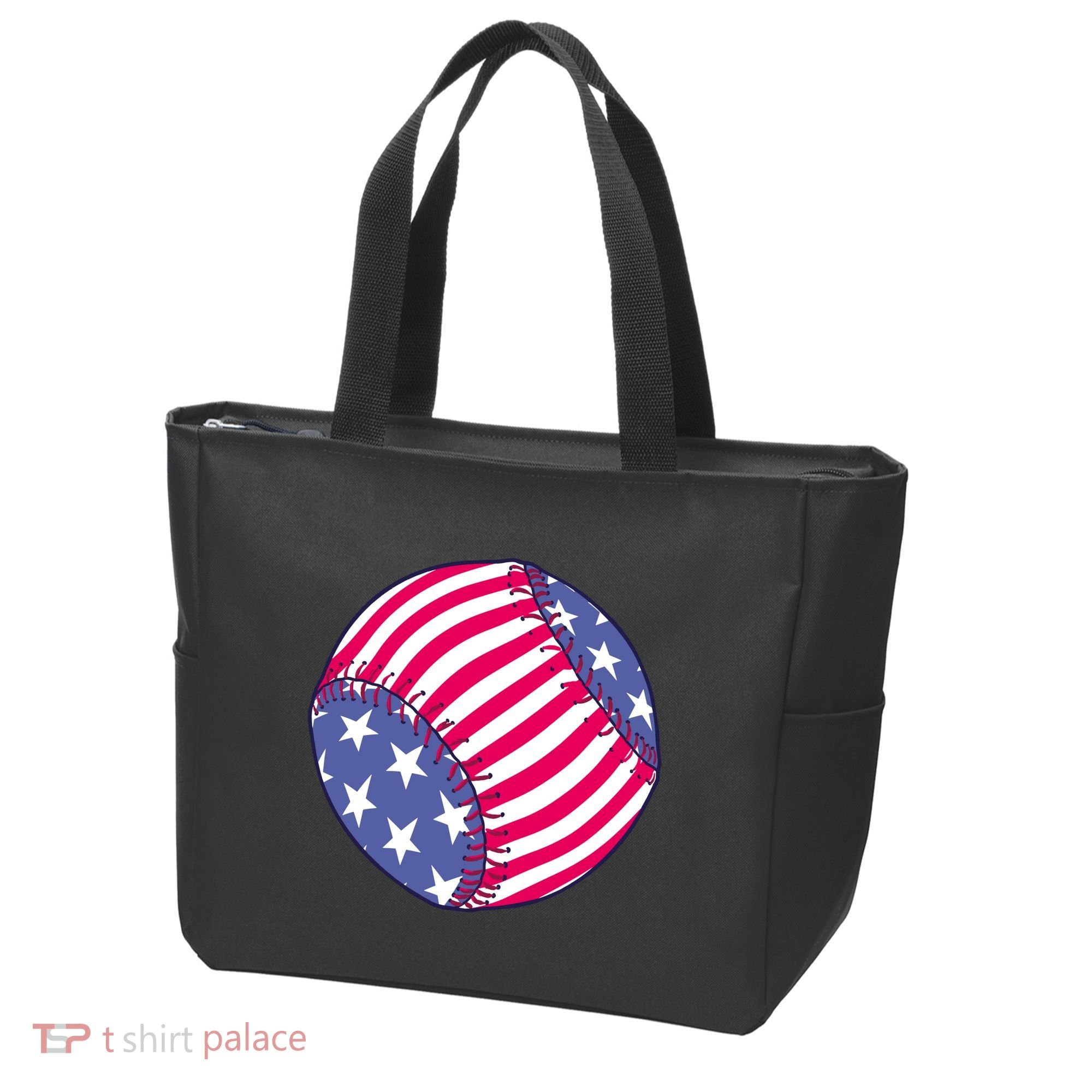 American Flag Baseball Lover Tote Bag