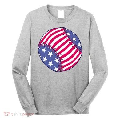 American Flag Baseball Lover Long Sleeve Shirt