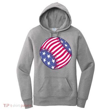 American Flag Baseball Lover Women's Hoodie