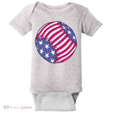 American Flag Baseball Lover Baby Bodysuit