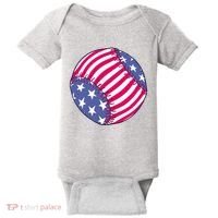 American Flag Baseball Lover Baby Bodysuit thumb 0