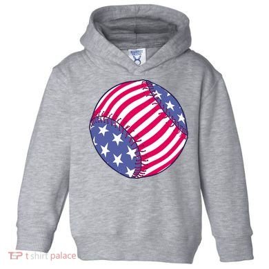 American Flag Baseball Lover Toddler Hoodie