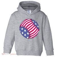 American Flag Baseball Lover Toddler Hoodie thumb 0
