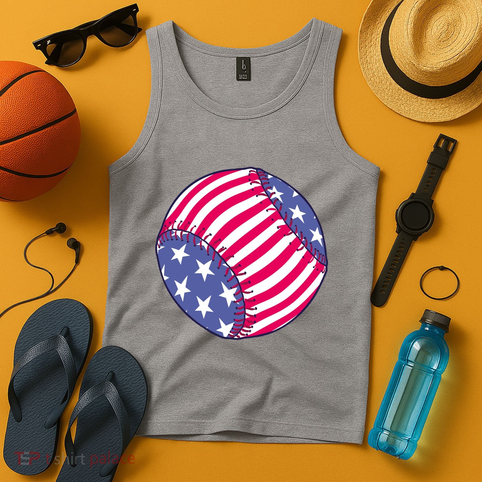 American Flag Baseball Lover Tank Top