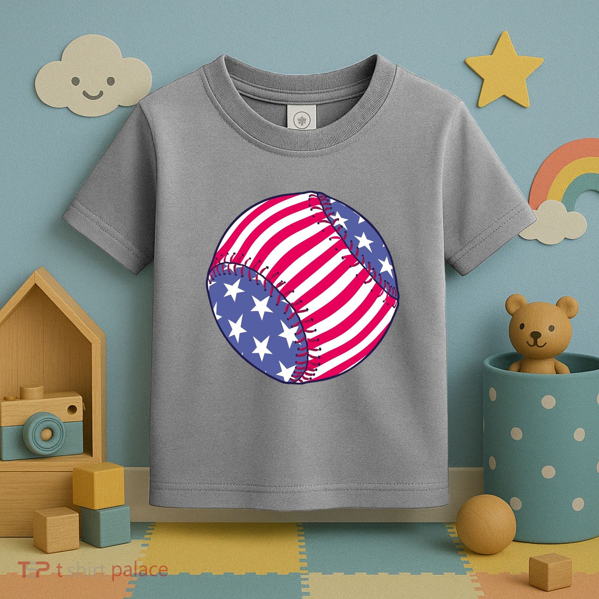 American Flag Baseball Lover Toddler T-Shirt