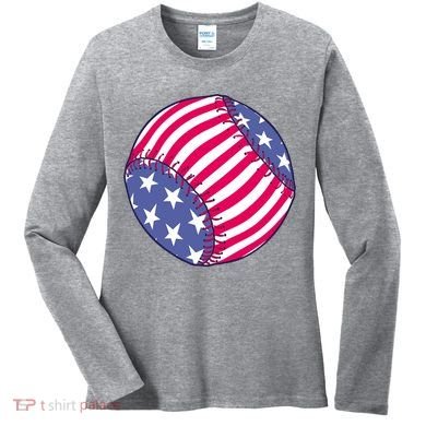 American Flag Baseball Lover Women's Long Sleeve Shirt
