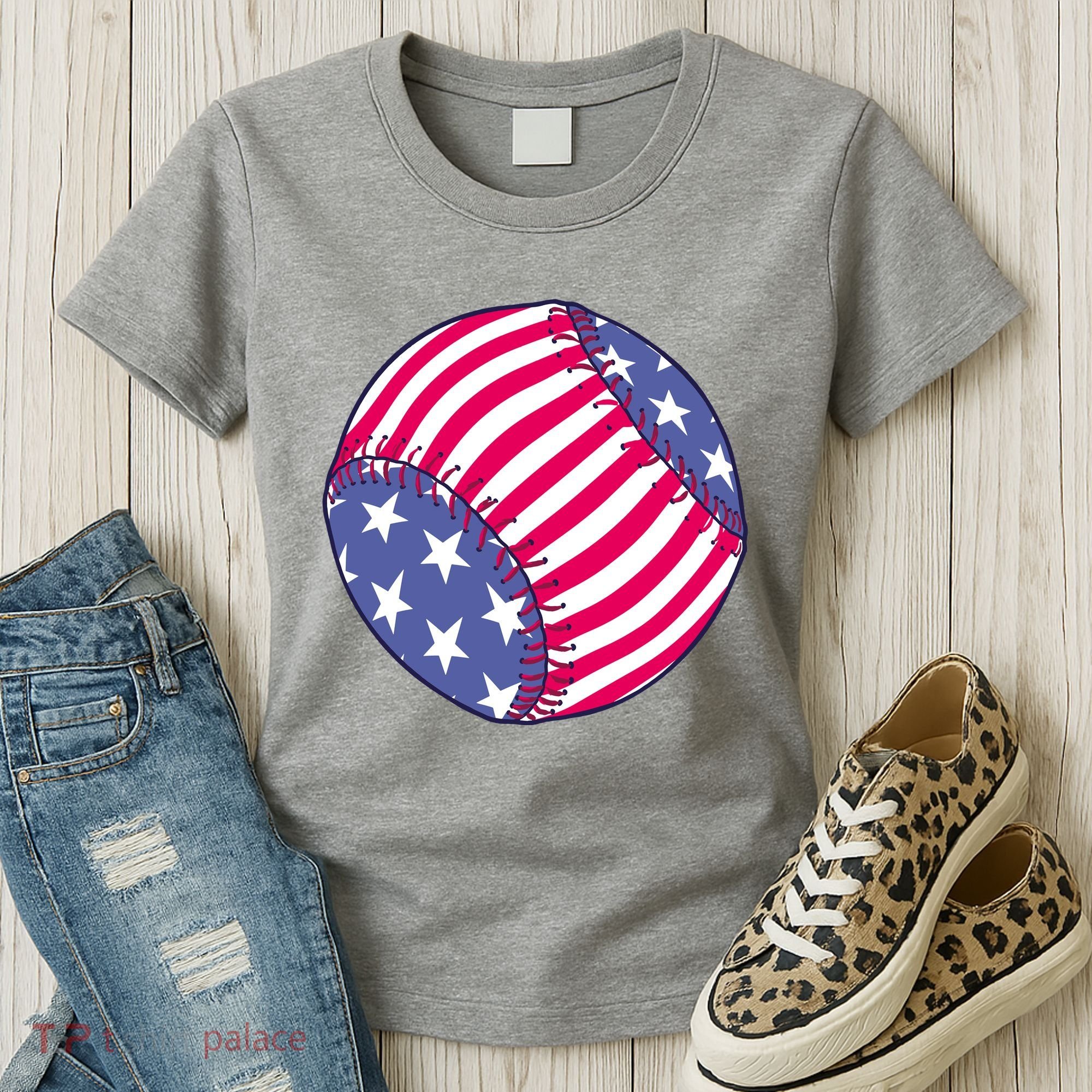 American Flag Baseball Lover Women's T-Shirt