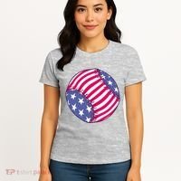 American Flag Baseball Lover Women's T-Shirt thumb 4