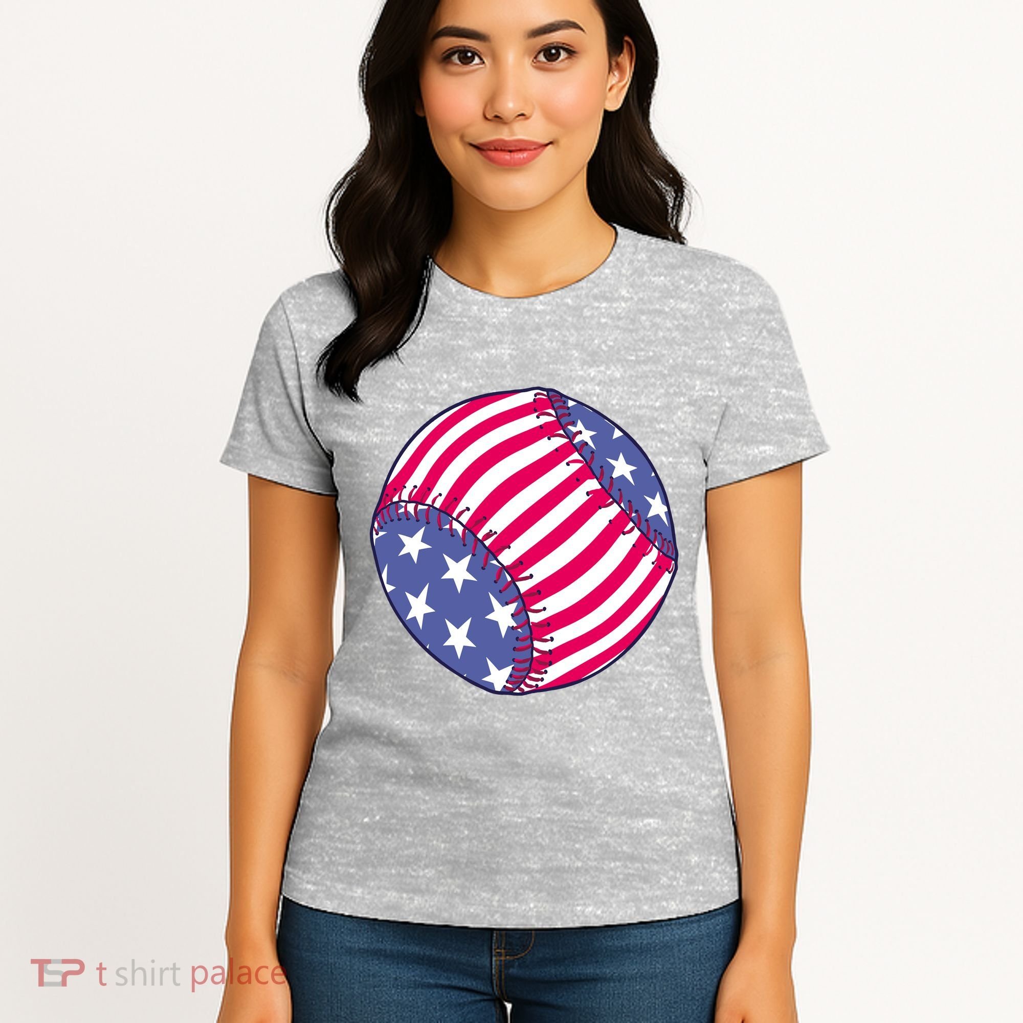 American Flag Baseball Lover Women's T-Shirt