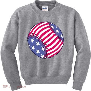 American Flag Baseball Lover Kids Sweatshirt