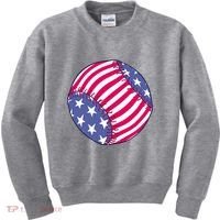 American Flag Baseball Lover Kids Sweatshirt thumb 0