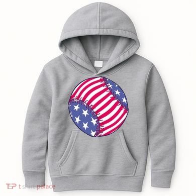 American Flag Baseball Lover Kids Hoodie