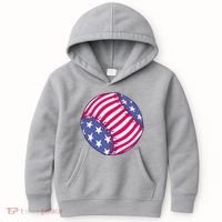 American Flag Baseball Lover Kids Hoodie thumb 0