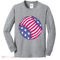 American Flag Baseball Lover Kids Long Sleeve Shirt thumb 0