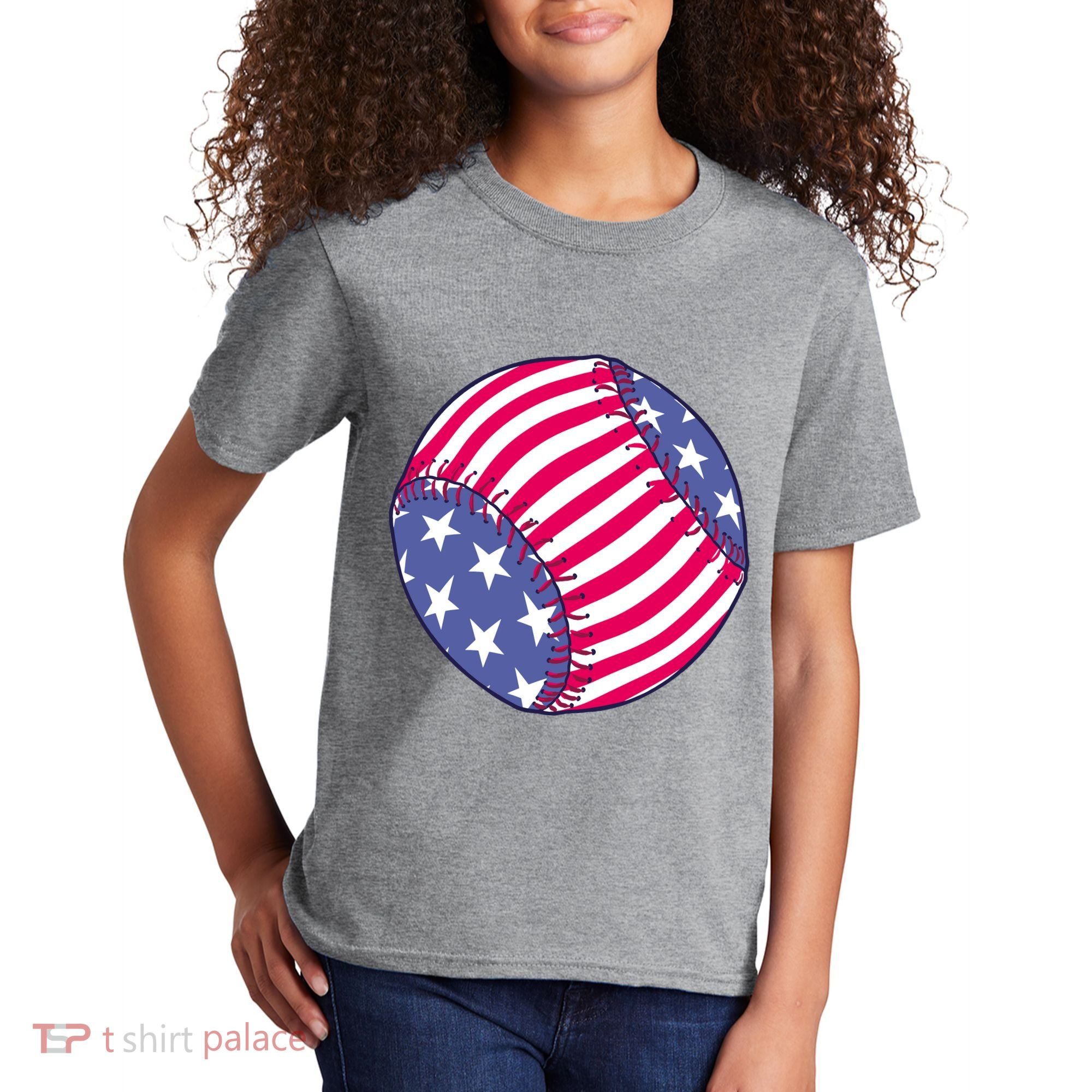 American Flag Baseball Lover Kids T-Shirt