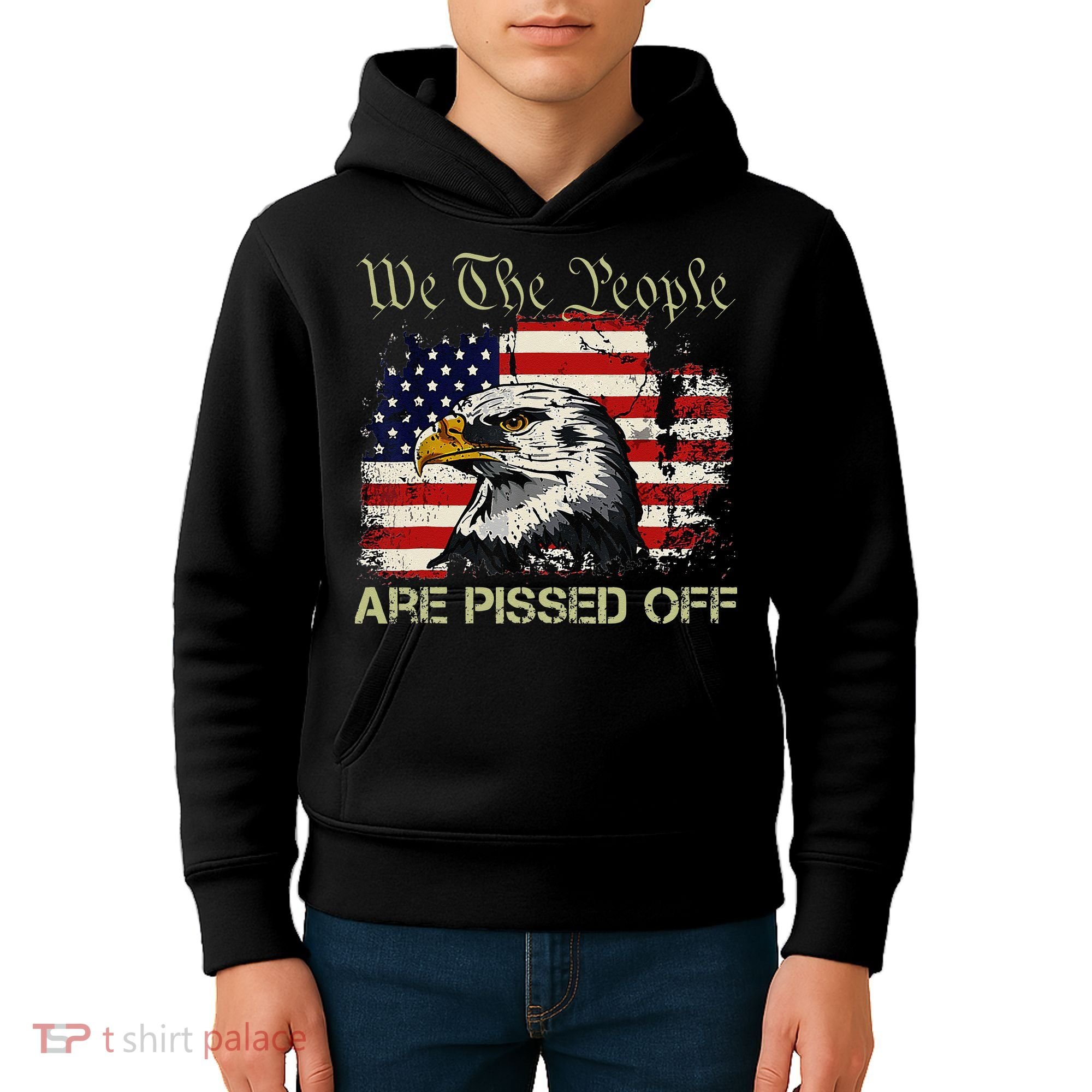 American Flag Bald Eagle We The People Are Pissed Off Kids Hoodie