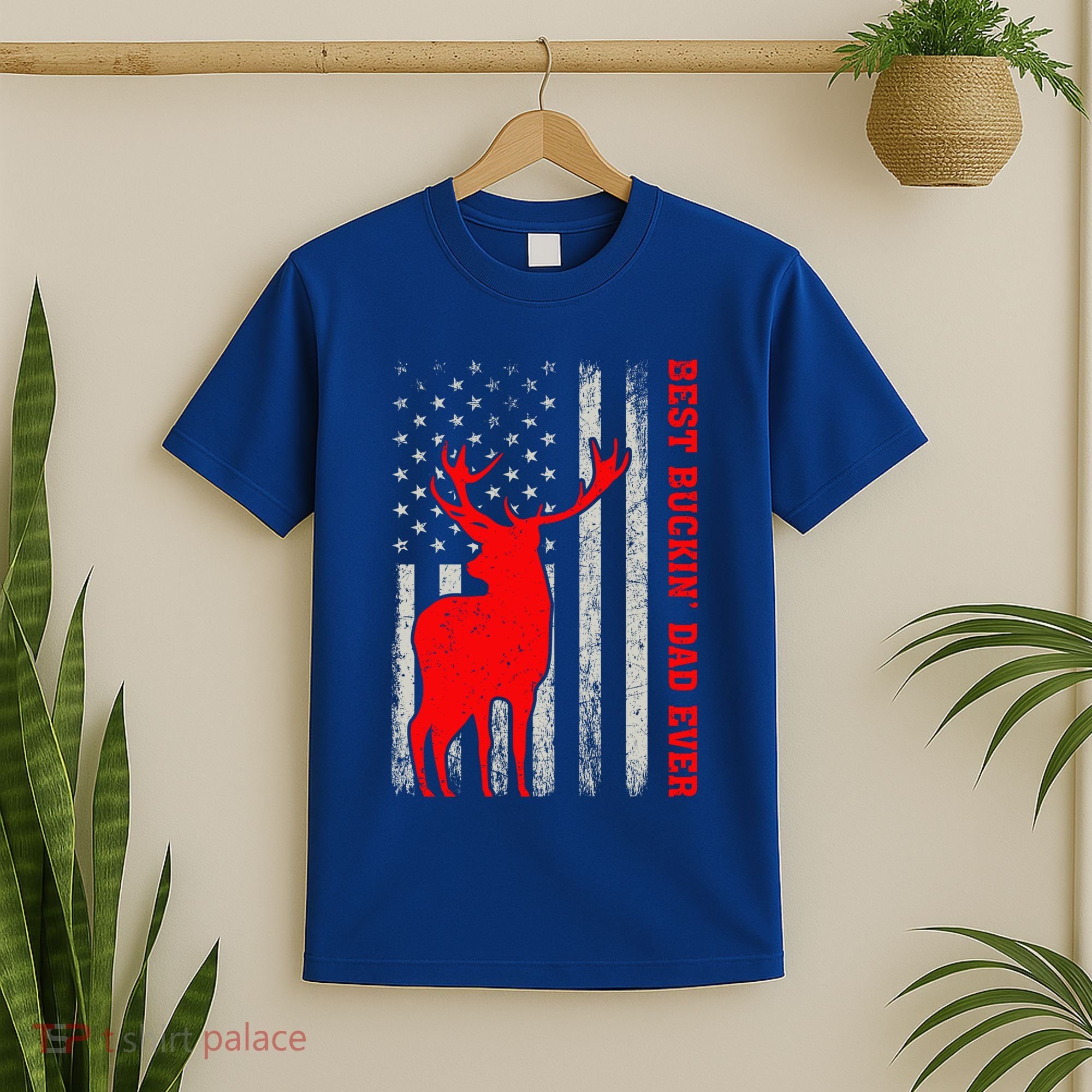 American Flag Best Buckin Dad Ever Deer Hunting Fathers Day Gift T-Shirt
