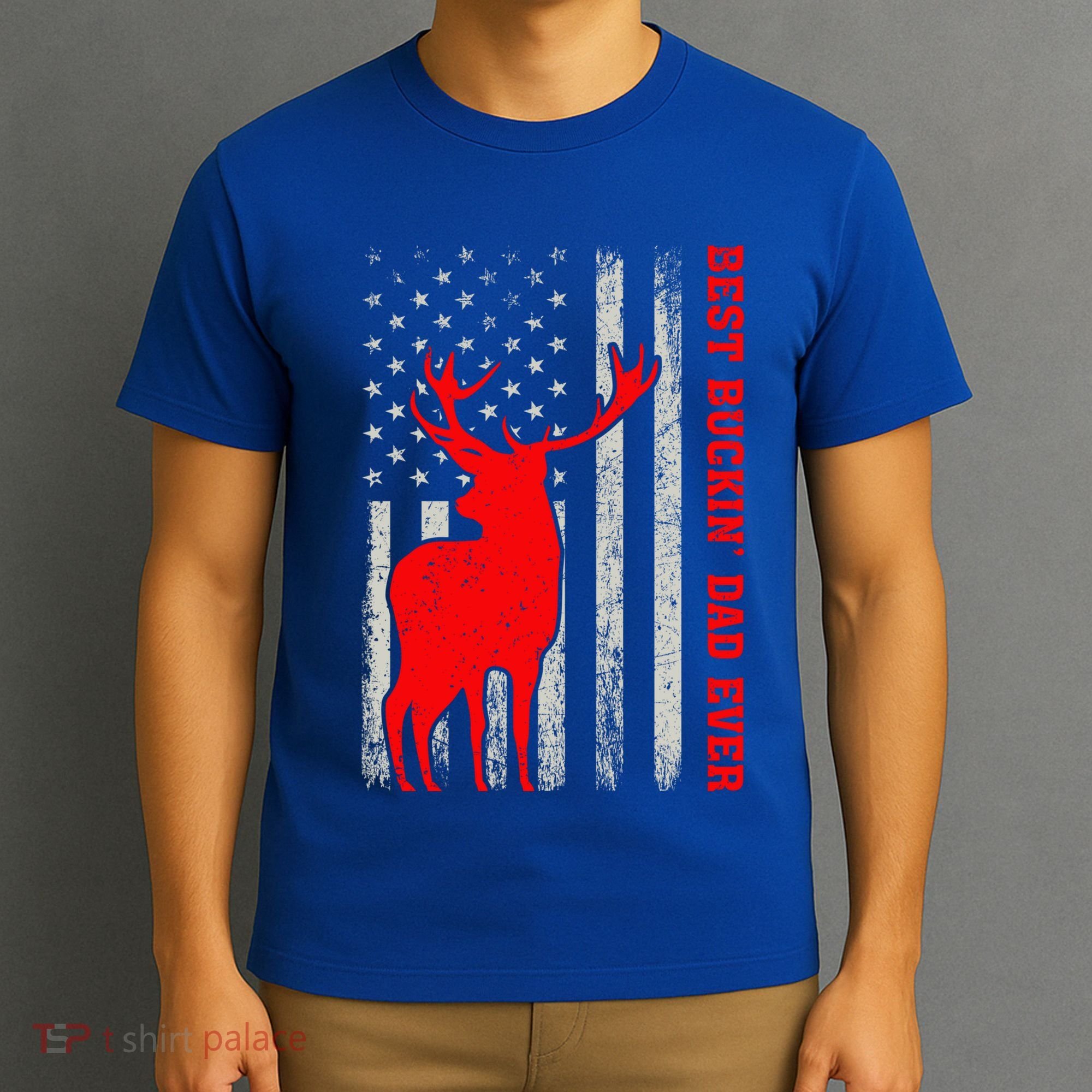 American Flag Best Buckin Dad Ever Deer Hunting Fathers Day Gift T-Shirt