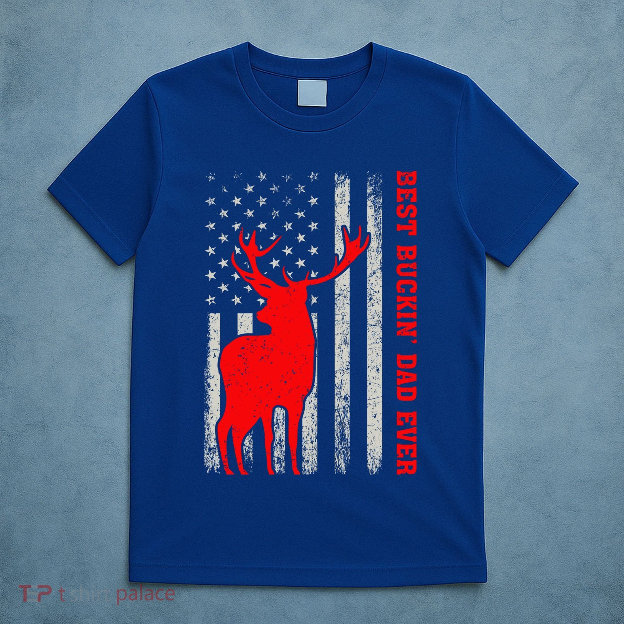 American Flag Best Buckin Dad Ever Deer Hunting Fathers Day Gift T-Shirt