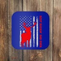 American Flag Best Buckin Dad Ever Deer Hunting Fathers Day Gift Coaster thumb 0