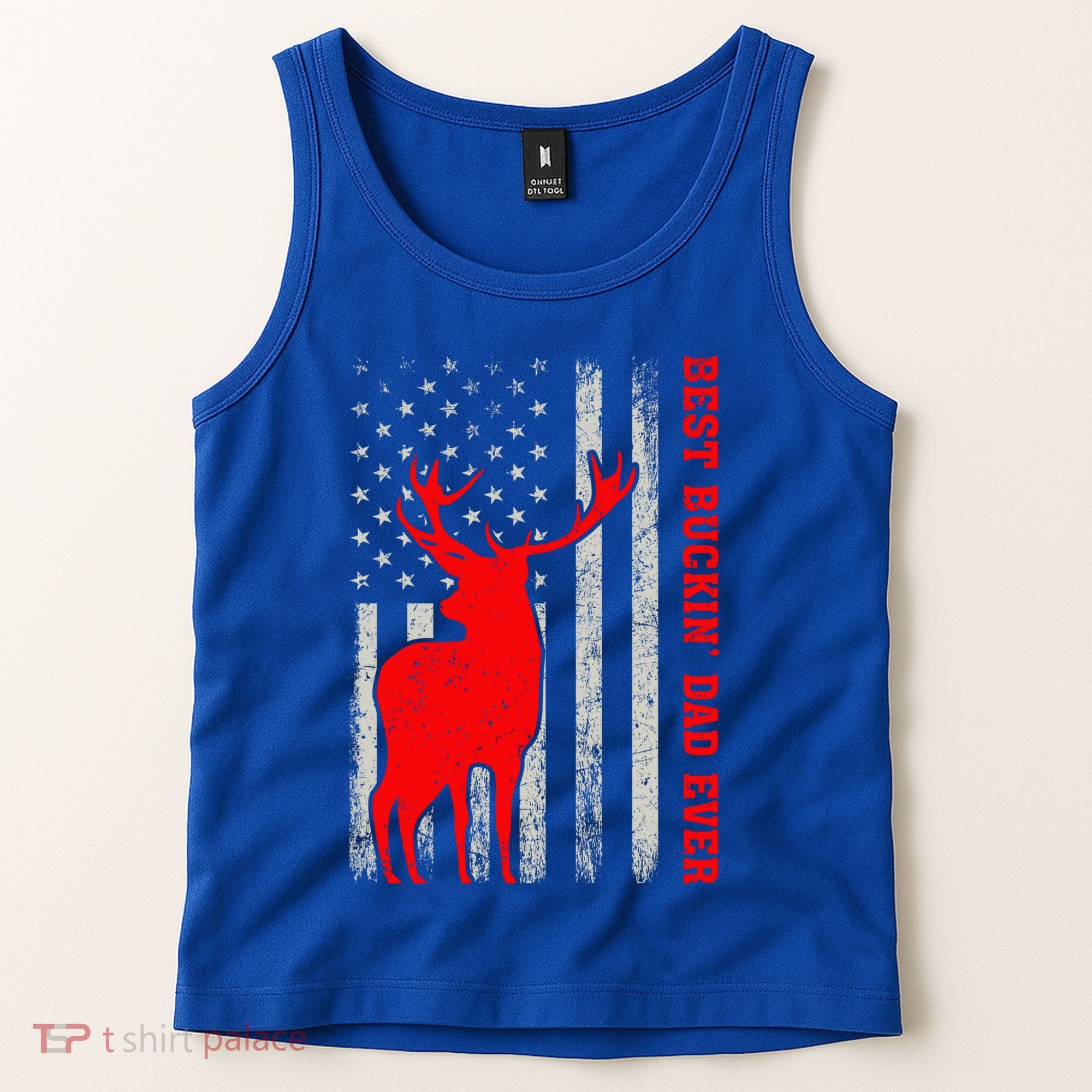 American Flag Best Buckin Dad Ever Deer Hunting Fathers Day Gift Tank Top