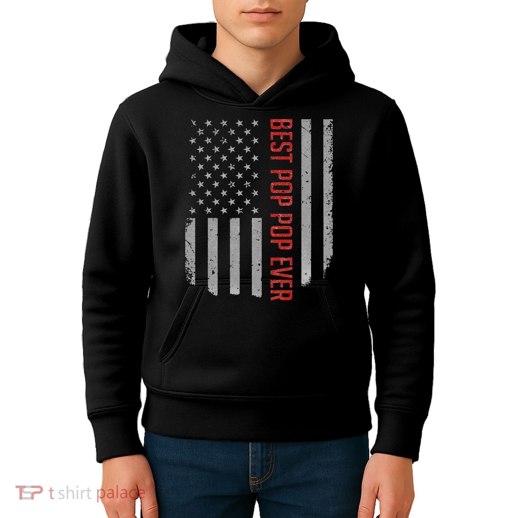 American Flag Best Pop Pop Ever Father's day Kids Hoodie