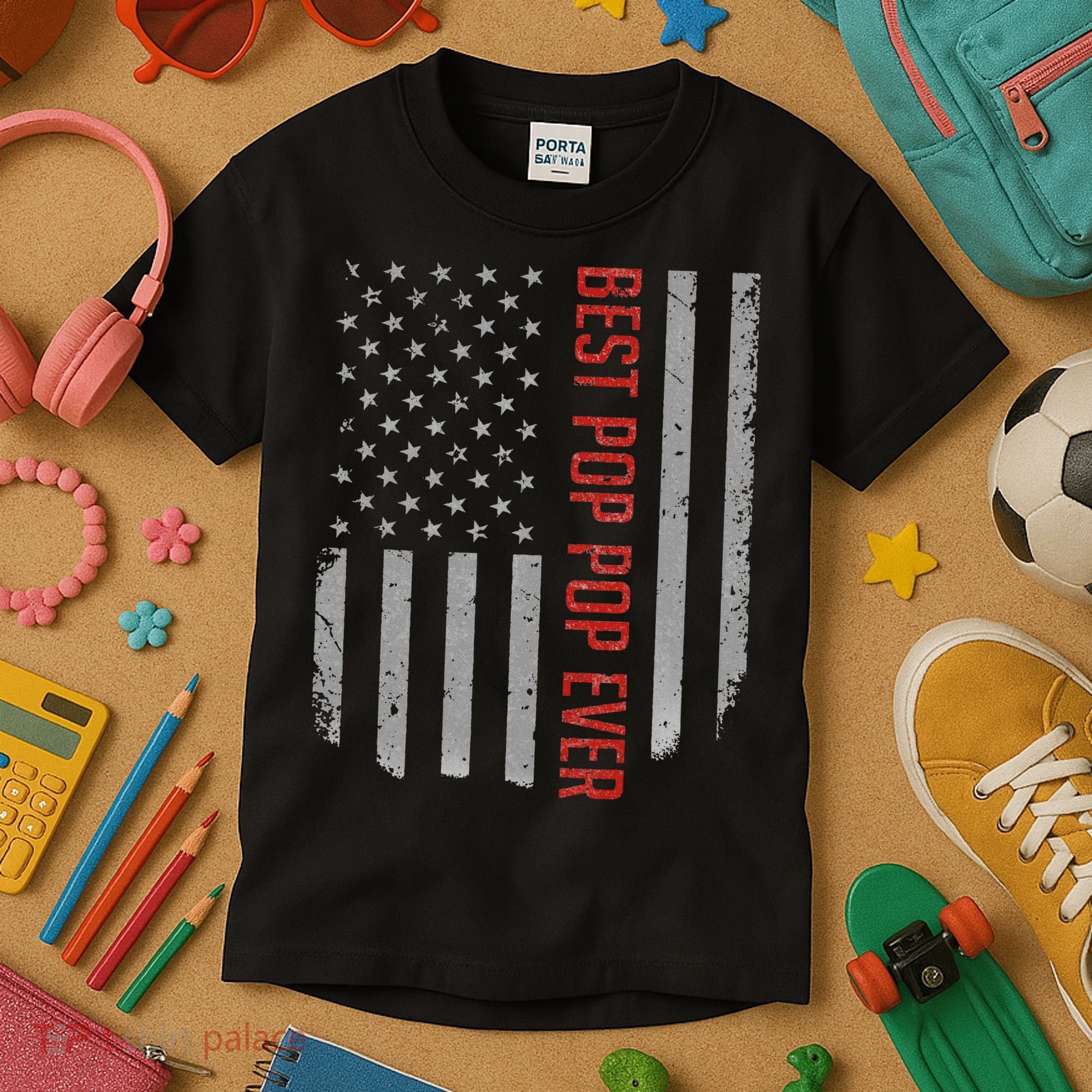 American Flag Best Pop Pop Ever Father's day Kids T-Shirt
