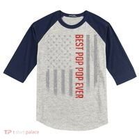 American Flag Best Pop Pop Ever Father's day Kids Colorblock Raglan Jersey thumb 0