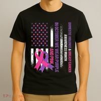 American Flag Breast Cancer And Domestic Violence Awareness T-Shirt thumb 3