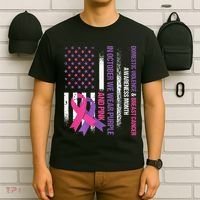 American Flag Breast Cancer And Domestic Violence Awareness T-Shirt thumb 6