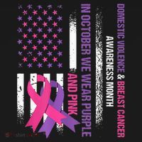 American Flag Breast Cancer And Domestic Violence Awareness Women's Hoodie thumb 2