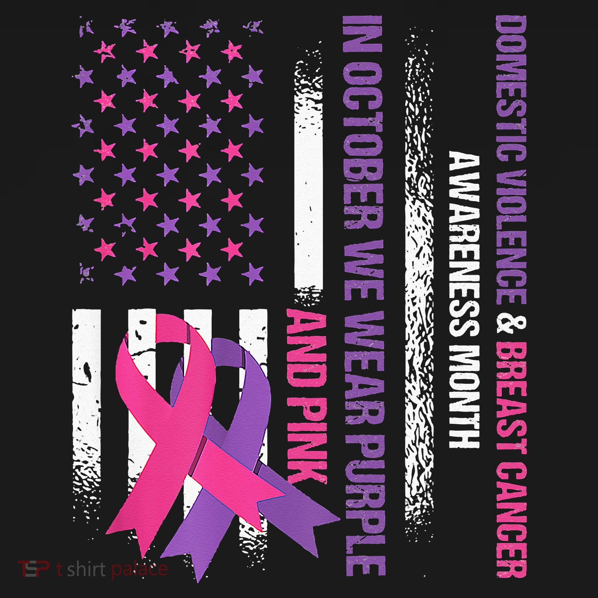 American Flag Breast Cancer And Domestic Violence Awareness Women's Tank Top