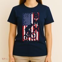 American Flag Bmx Racing Extreme Sport Riding Cool Bike Ride T-Shirt thumb 4