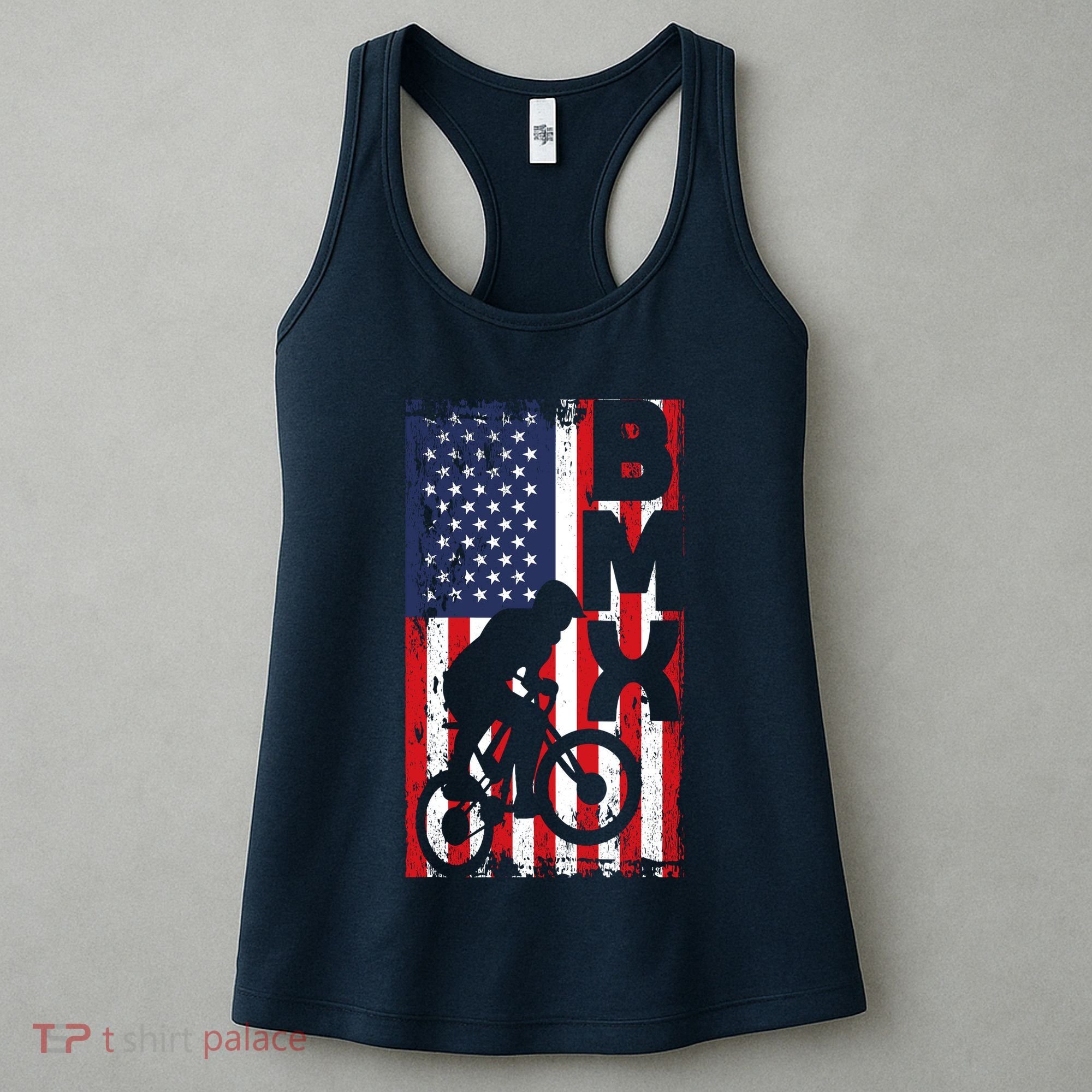 American Flag Bmx Racing Extreme Sport Riding Cool Bike Ride Women's Tank Top
