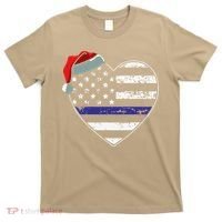 American Flag Blue Line Police Christmas Pajama Cop Officer T-Shirt thumb 0