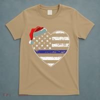 American Flag Blue Line Police Christmas Pajama Cop Officer T-Shirt thumb 5