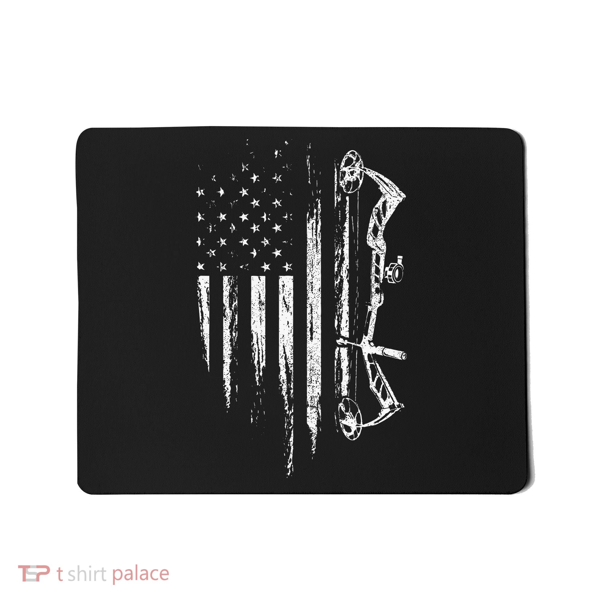 American Flag Bowhunting Bow Archery Gift For Deer Hunter Mousepad