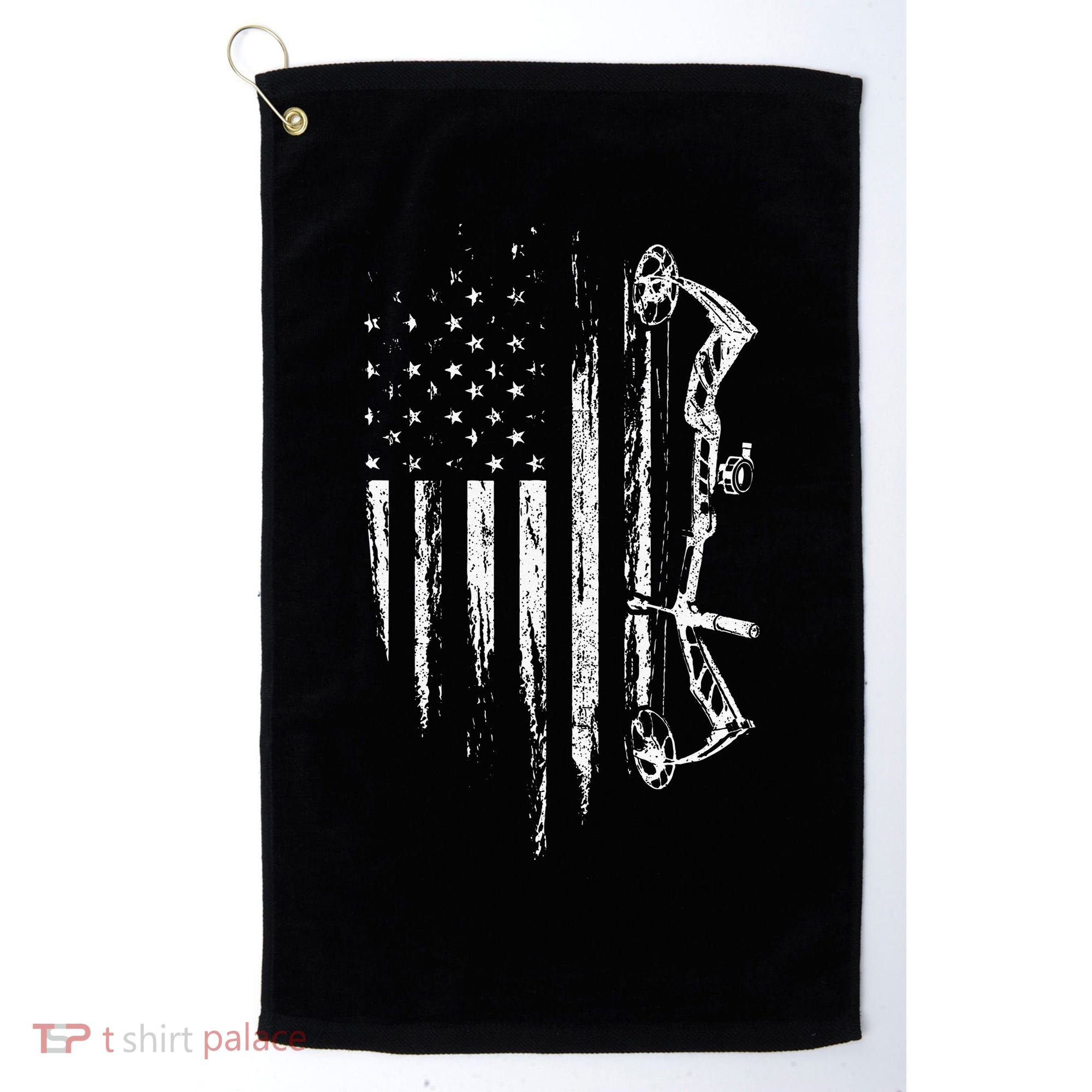 American Flag Bowhunting Bow Archery Gift For Deer Hunter Golf Towel