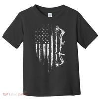 American Flag Bowhunting Bow Archery Gift For Deer Hunter Toddler T-Shirt thumb 0