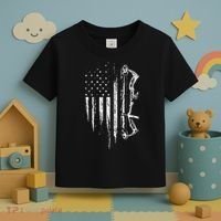 American Flag Bowhunting Bow Archery Gift For Deer Hunter Toddler T-Shirt thumb 3