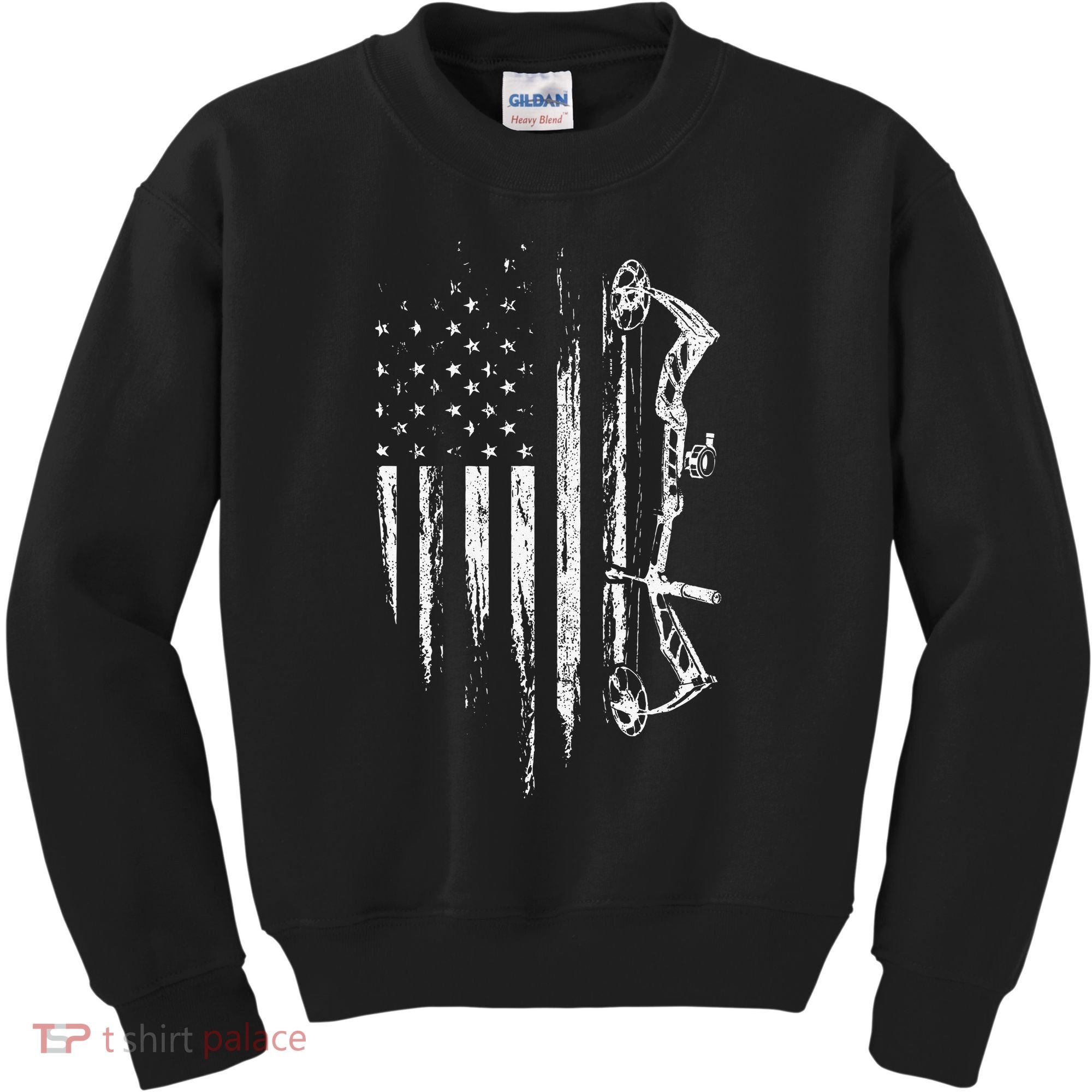 American Flag Bowhunting Bow Archery Gift For Deer Hunter Kids Sweatshirt