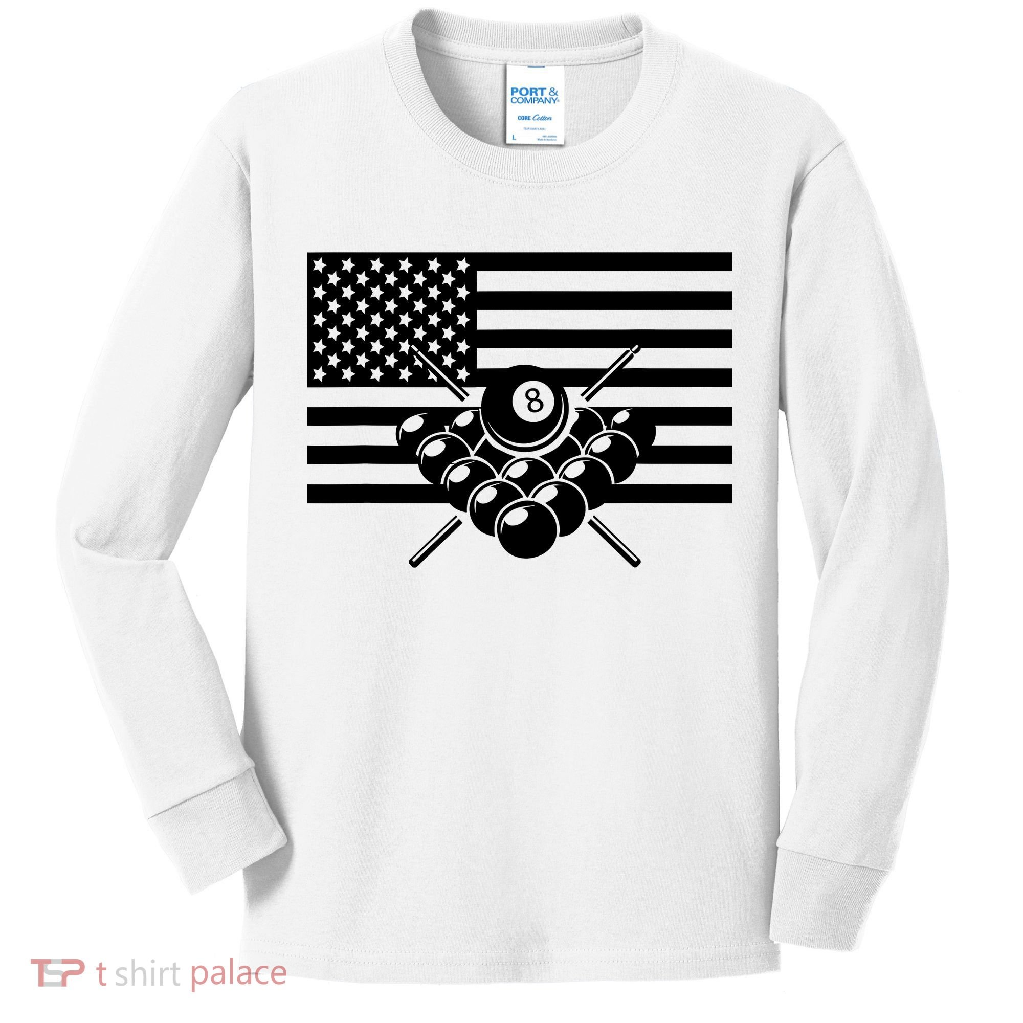 American Flag Billiards Billiards Kids Long Sleeve Shirt