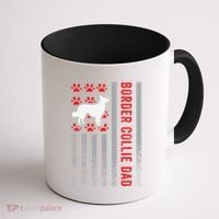 American Flag Border Collie Dad Gift Dog Paw Print Patriotic Coffee Mug thumb 1
